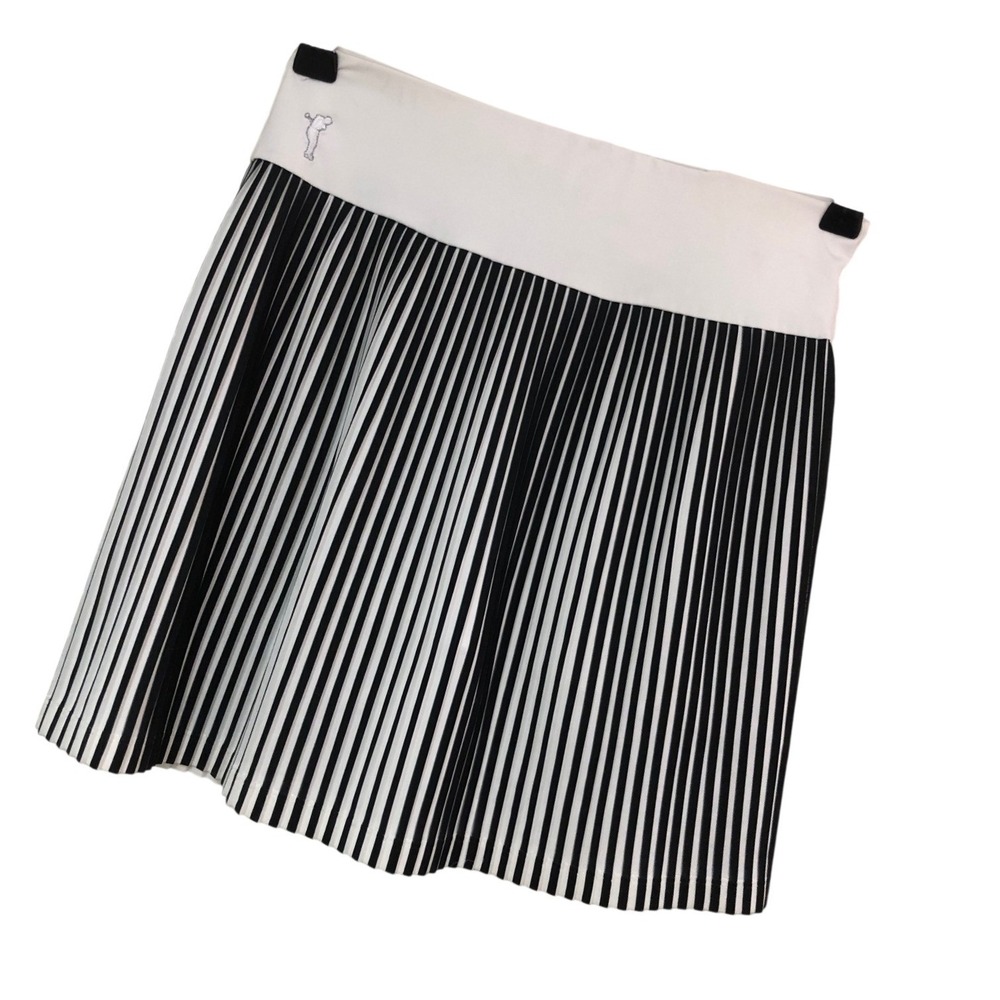 Golfino Sonia Golf Skort Womens 2 Navy Mini Pleated Striped Pickleball Preppy